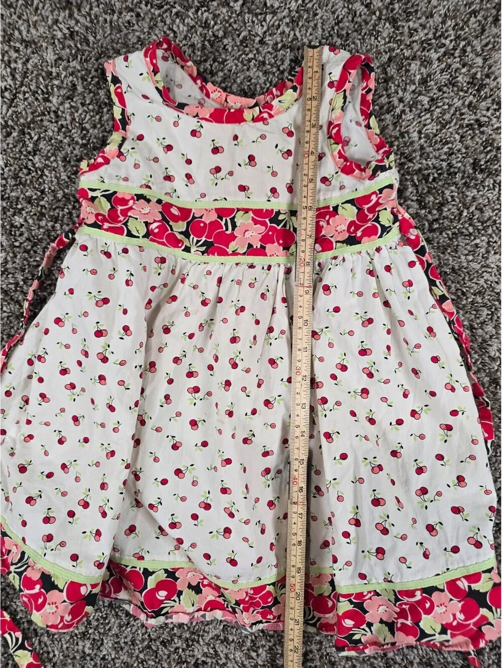 Jona Michelle Girls Sz 4 Sleeveless Summer Dress Cherry Print Red White